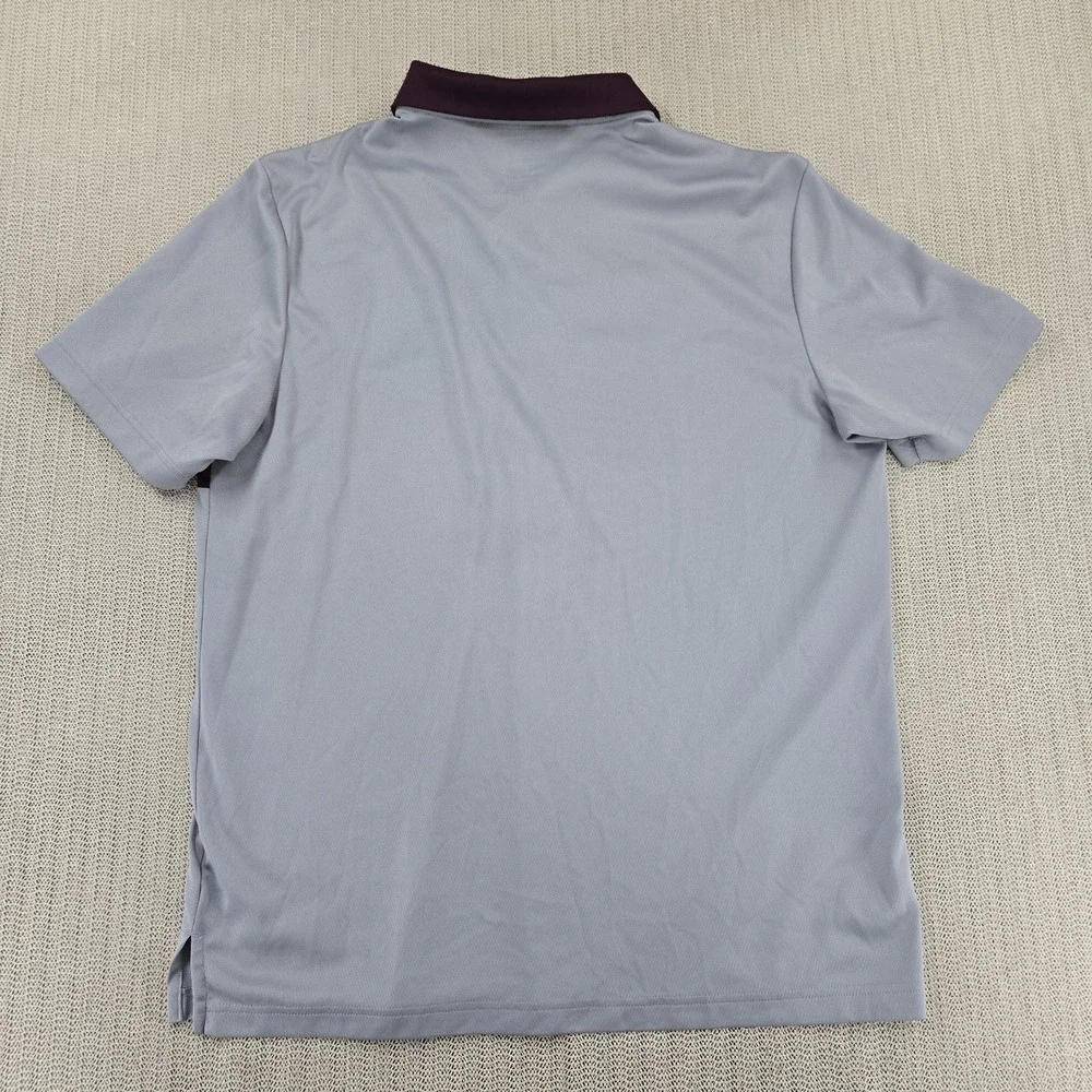 Adidas Polo Shirt Mens Large Gray Maroon Colorblock Climacool Golf Short Sleeve